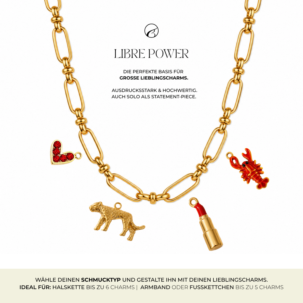 LIBRE POWER Gliederkette für Charms | Edelstahl 18K vergoldet