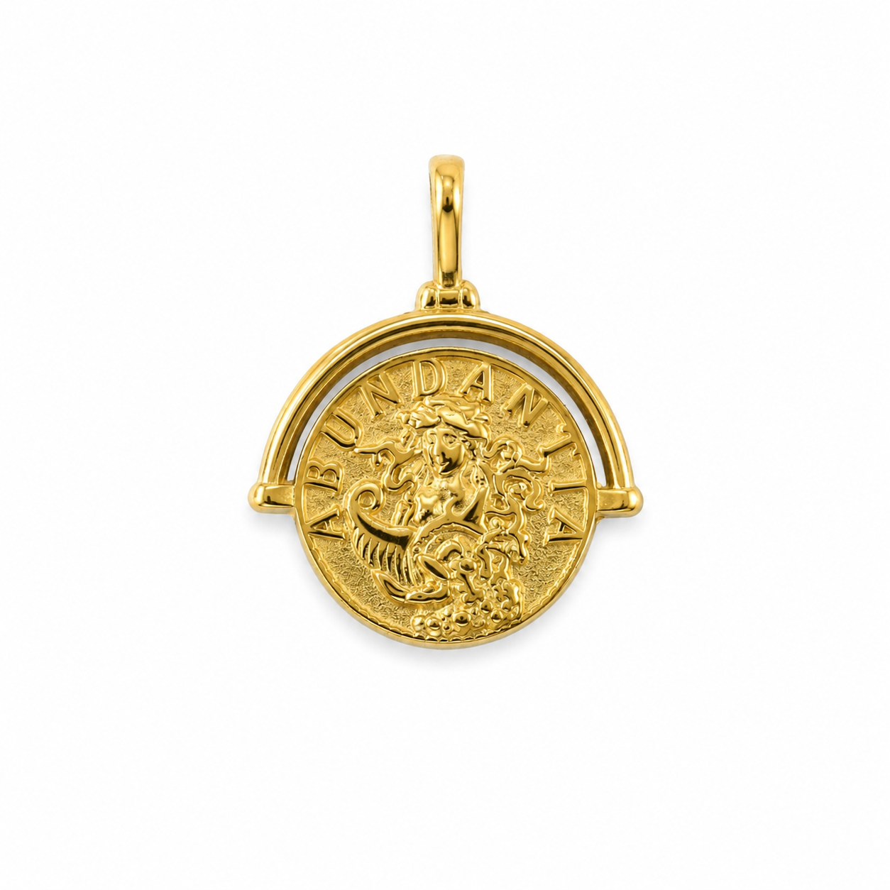 Abundantia römischer Münzanhänger, 18K vergoldeter Edelstahl, von BARLA