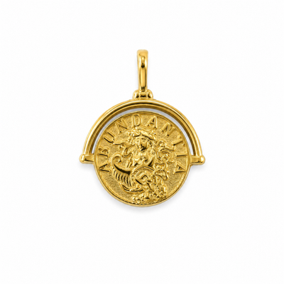 Abundantia römischer Münzanhänger, 18K vergoldeter Edelstahl, von BARLA