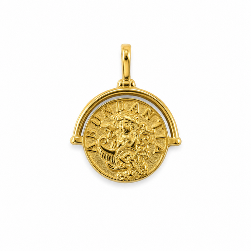 Abundantia römischer Münzanhänger, 18K vergoldeter Edelstahl, von BARLA