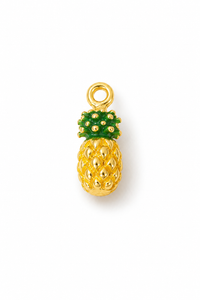 Ananas-Charm klein – Gelber Emaille Anhänger für Ketten | Edelstahl 18K vergoldet