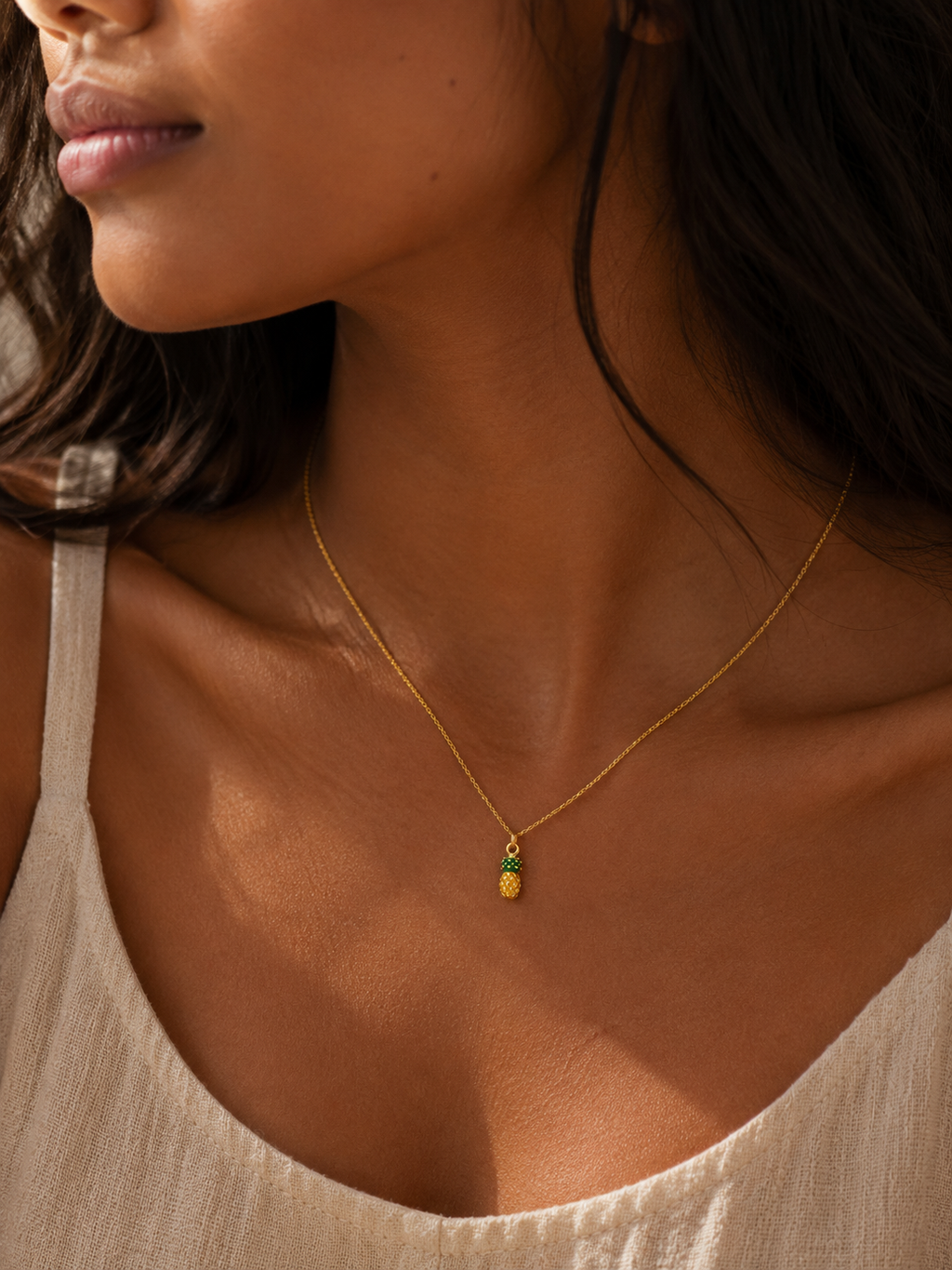 Ananas-Charm Gelb Emaille | Edelstahl 18K vergoldet