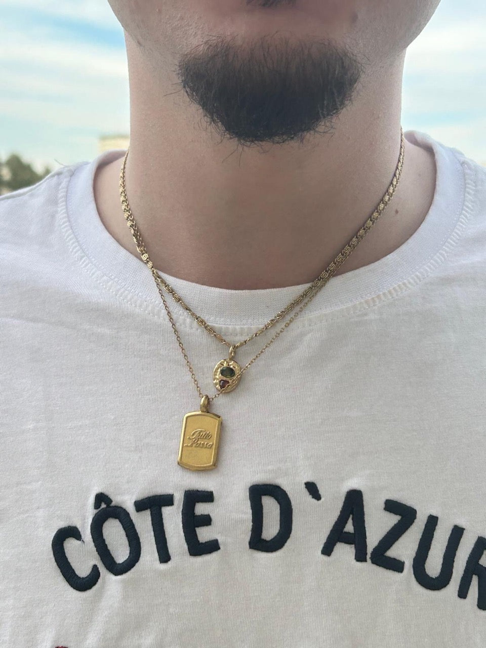 Ovaler Anhänger Olivgrün Strass – „Amalfi“ | 18K vergoldet