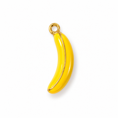 Banane-Charm Anhänger Gold – Gelbe Emaille-Banane