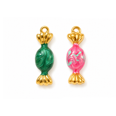 Candy Charm Anhänger Gold mit Perlmutt-Effekt | 18 Karat vergoldet