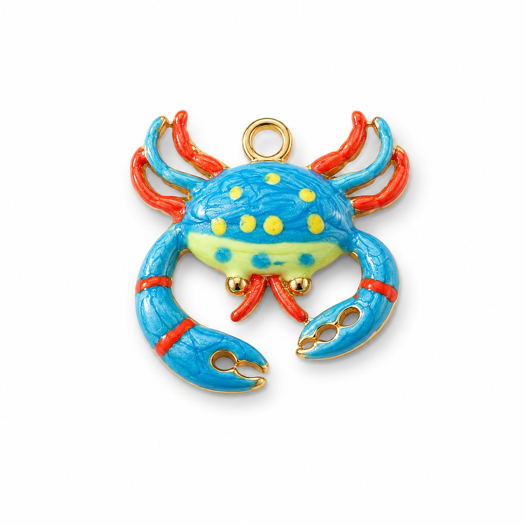 Großer Krabbe Anhänger Gold – Mediterranean Coastal Charm | 18K vergoldet