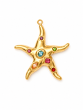 Goldener Seestern mit bunten Zirkonia Charm Anhänger | Edelstahl 18 Karat vergoldet