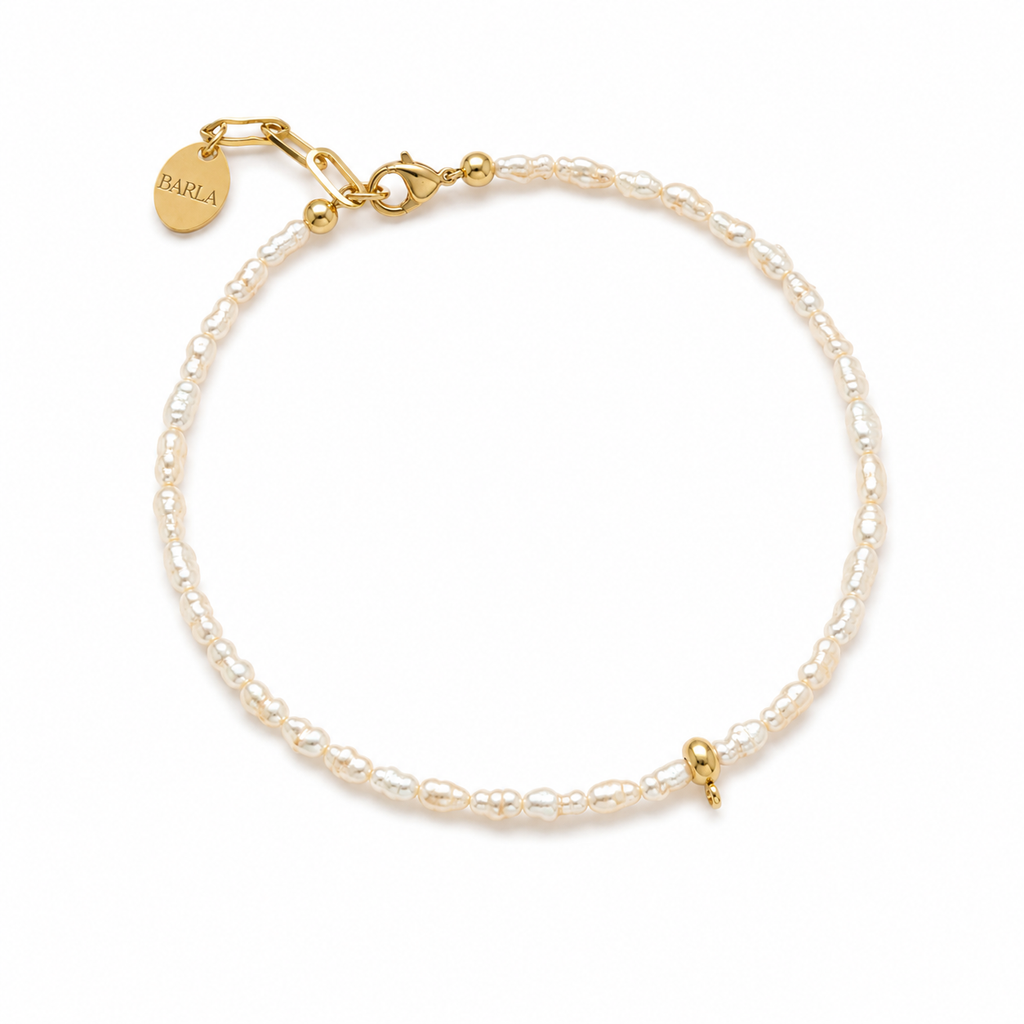 CHARM Süßwasserperlen Armband für ein Charm | Edelstahl 18K vergoldet