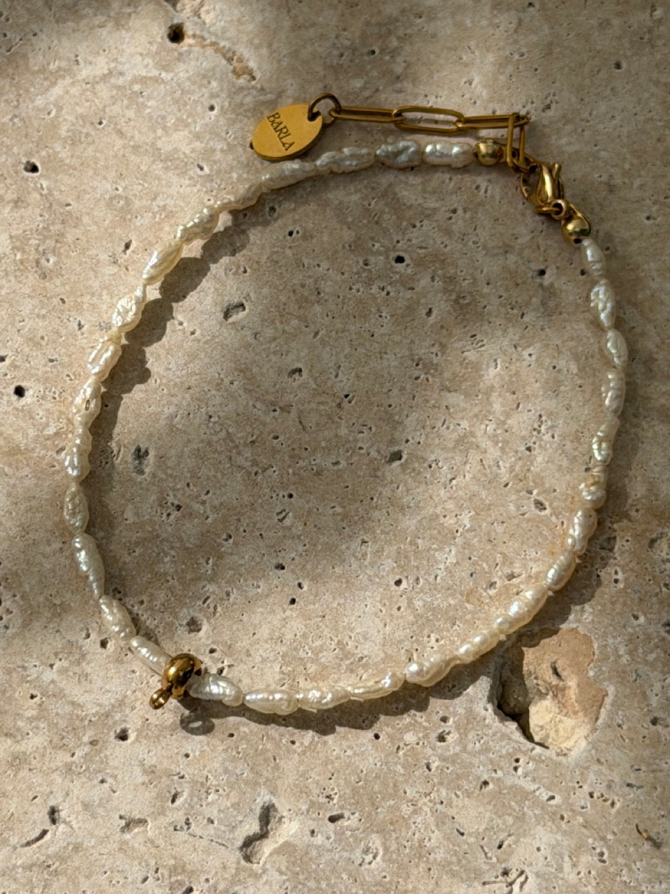 CHARM Süßwasserperlen Armband für ein Charm | Edelstahl 18K vergoldet