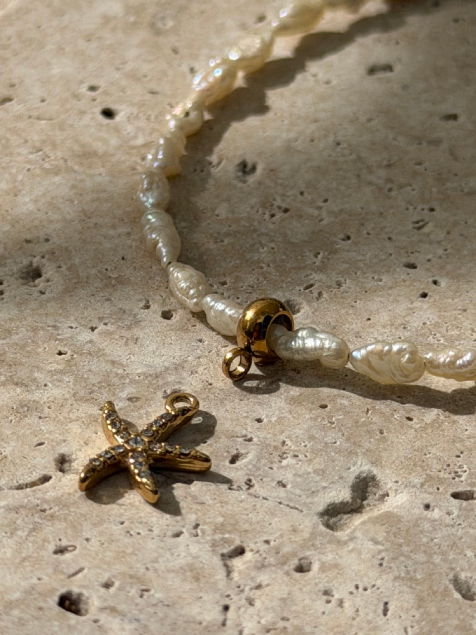 CHARM Süßwasserperlen Armband für ein Charm | Edelstahl 18K vergoldet