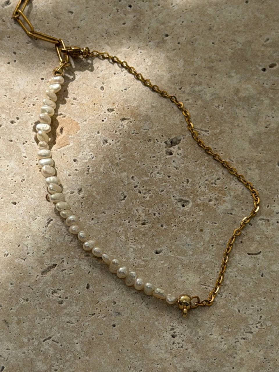 CHARM Süßwasserperlen Fußkettchen für Charms | Edelstahl 18K vergoldet