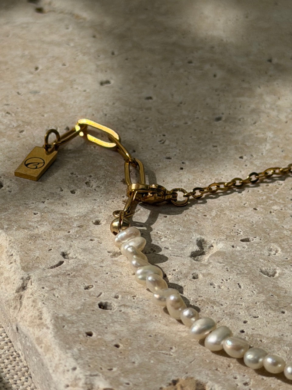 CHARM Süßwasserperlen Fußkettchen für Charms | Edelstahl 18K vergoldet
