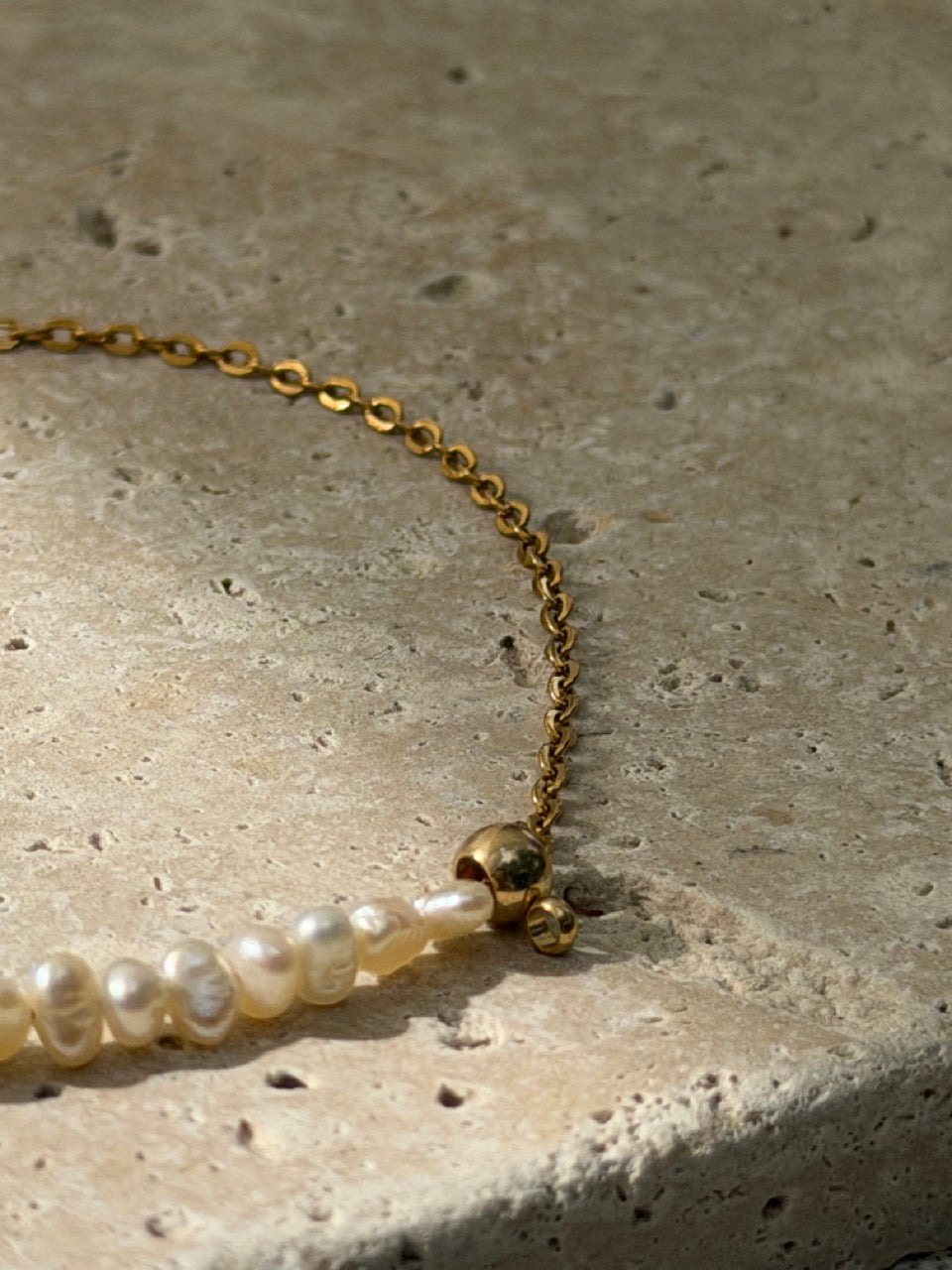 CHARM Süßwasserperlen Fußkettchen für Charms | Edelstahl 18K vergoldet