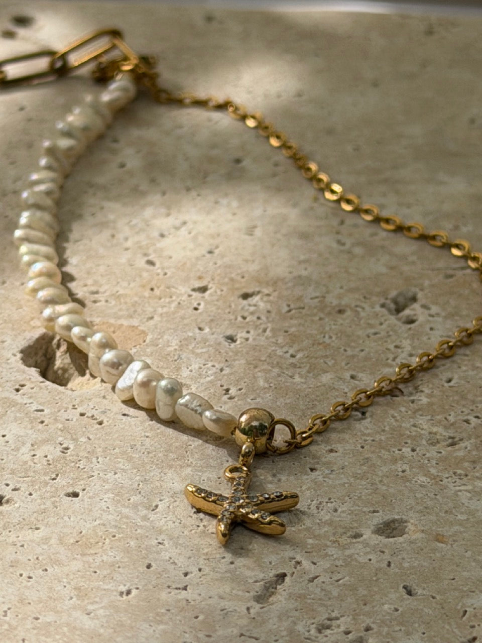 CHARM Süßwasserperlen Fußkettchen für Charms | Edelstahl 18K vergoldet