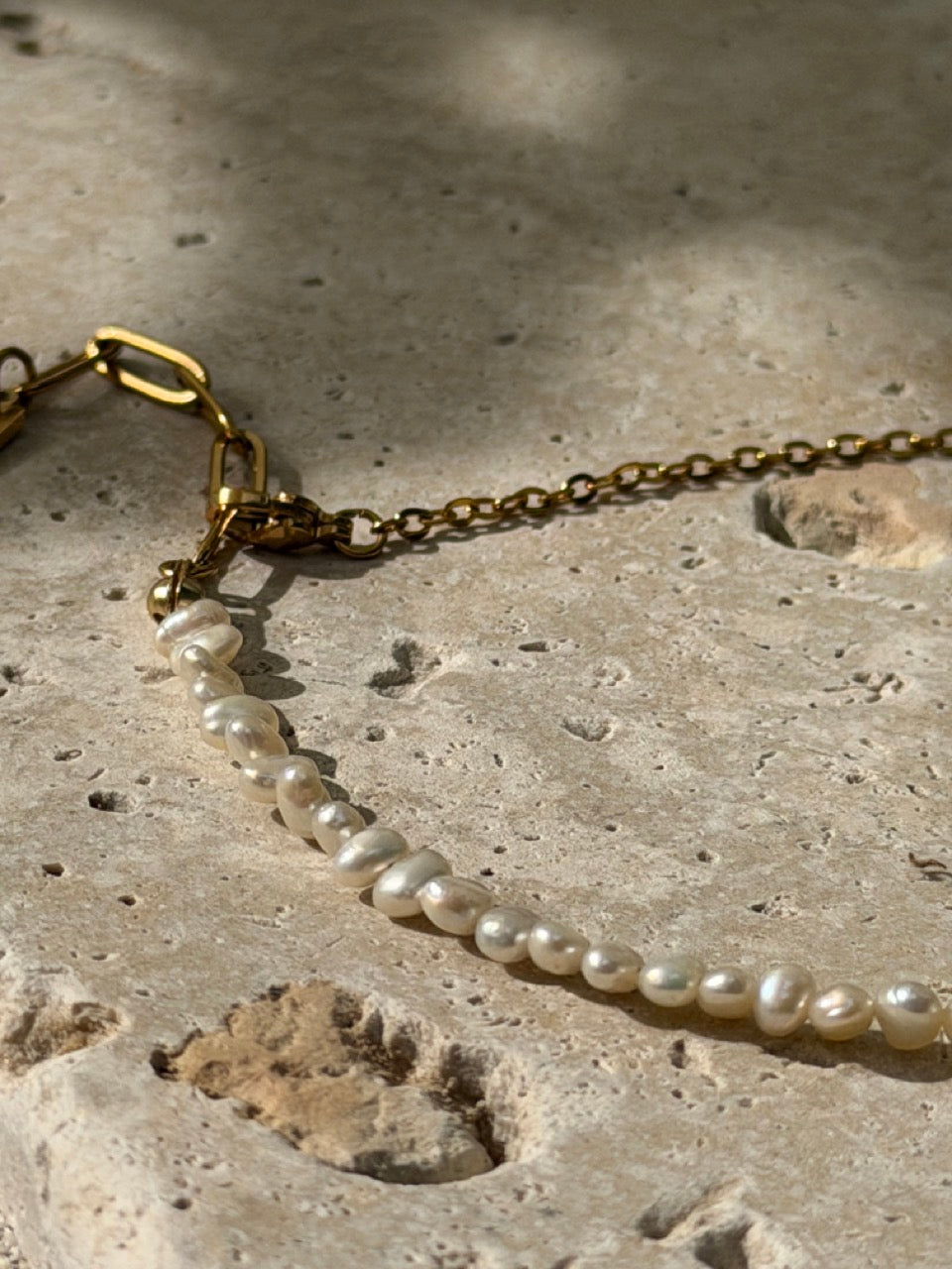 CHARM Süßwasserperlen Fußkettchen für Charms | Edelstahl 18K vergoldet