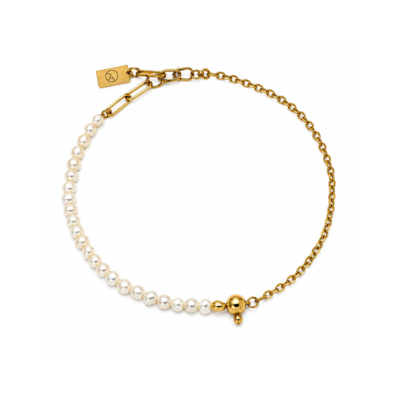 CHARM Süßwasserperlen Fußkettchen für Charms | Edelstahl 18K vergoldet