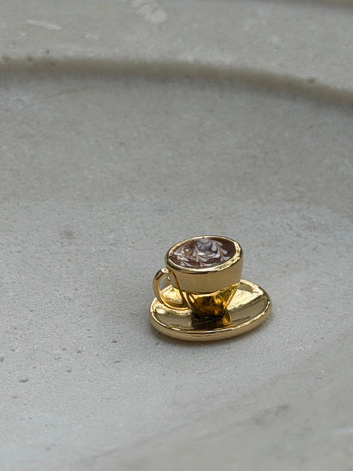 Cappuccino Tasse Anhänger Gold – 3D Kaffee Charm | 18K Echtgold plattiert