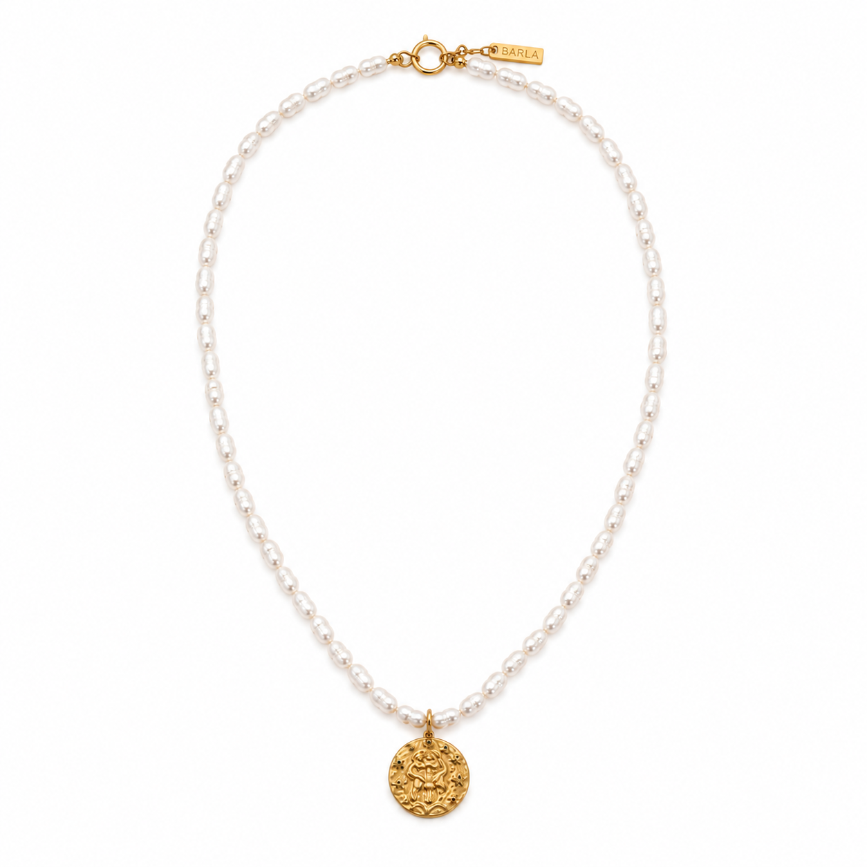 Celeste Kette | Süßwasserperlenkette mit goldenem Sternzeichen-Anhänger