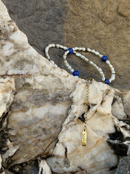 Cielo del Mar Armband | Süßwasserperlen & blauem Naturstein