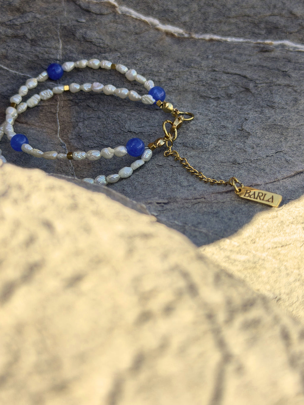 Cielo del Mar Armband | Süßwasserperlen & blauem Naturstein