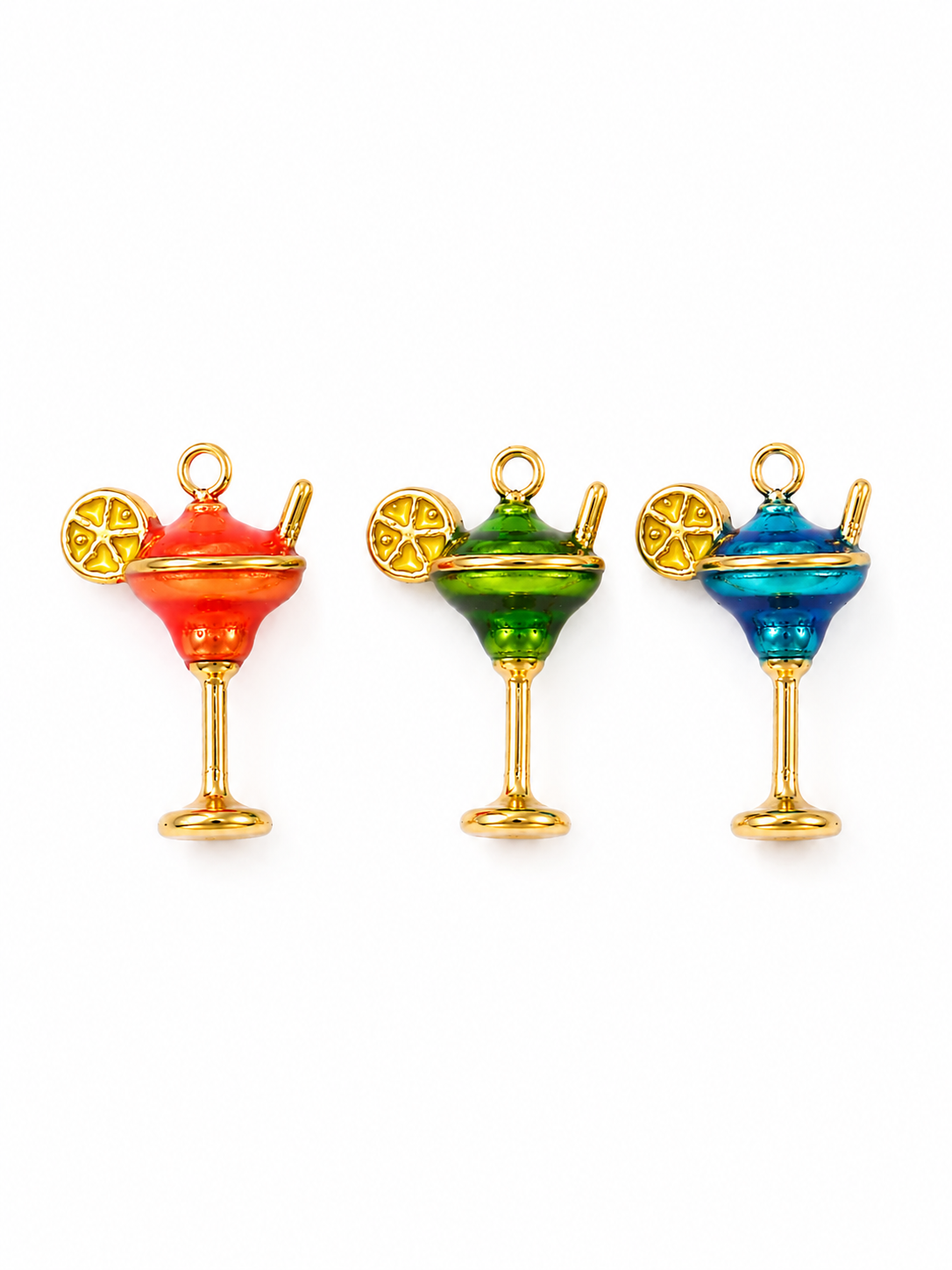 Cocktailglas Charm mit Emaille, 18K vergoldeter Edelstahl, von BARLA