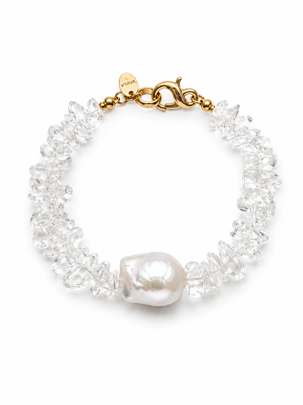 Crystally Armband | Bergkristall & Barock-Süßwasserperle