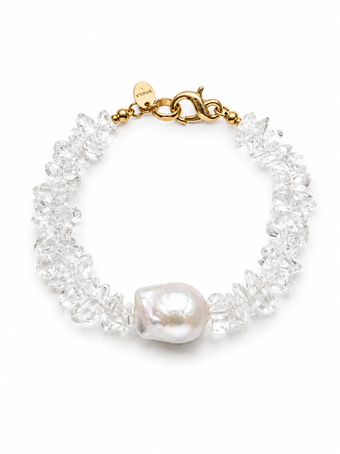 Crystally Armband | Bergkristall & Barock-Süßwasserperle
