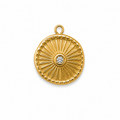 Runder Sonnen-Charm mit Strass, 18K vergoldeter Edelstahl, von BARLA