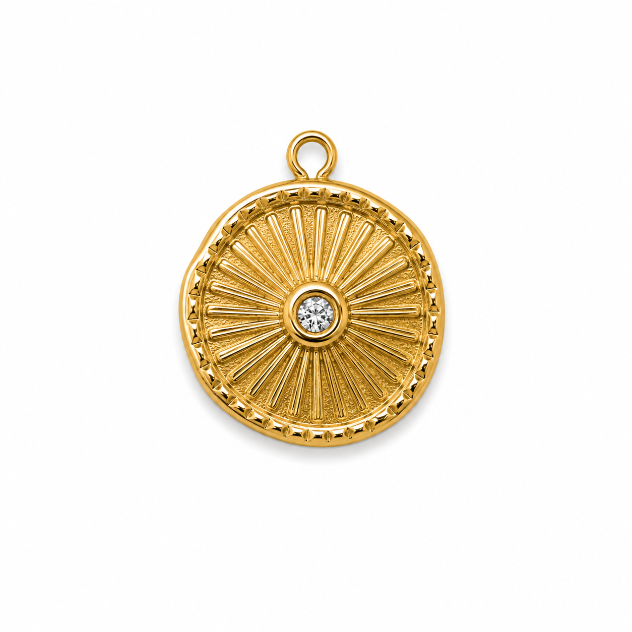 Runder Sonnen-Charm mit Strass, 18K vergoldeter Edelstahl, von BARLA