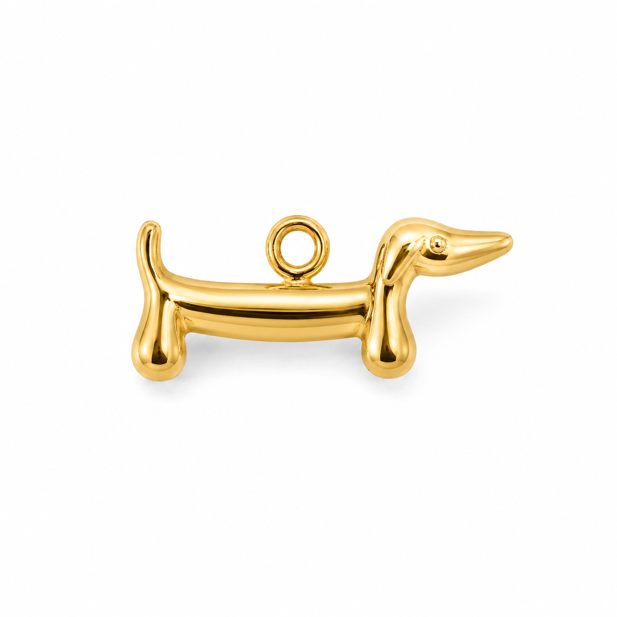 Dackel Anhänger aus Edelstahl, 18K vergoldet