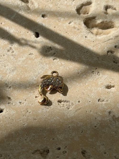Delfin-Charm klein mit Zirkonia – Maritimer Anhänger | Edelstahl 18K vergoldet