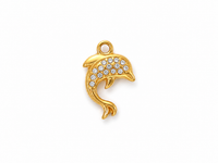 Delfin-Charm klein mit Zirkonia – Maritimer Anhänger | Edelstahl 18K vergoldet