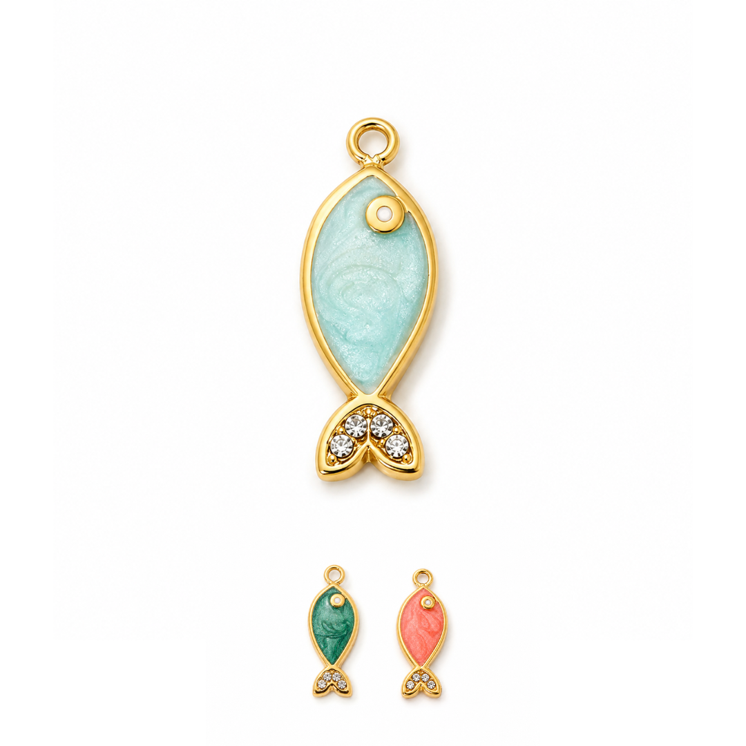 Mini Fisch Anhänger Gold – Maritimer Perlmutt Charm in 3 Farben