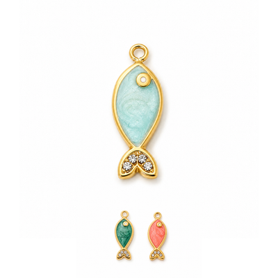 Mini Fisch Anhänger Gold – Maritimer Perlmutt Charm in 3 Farben
