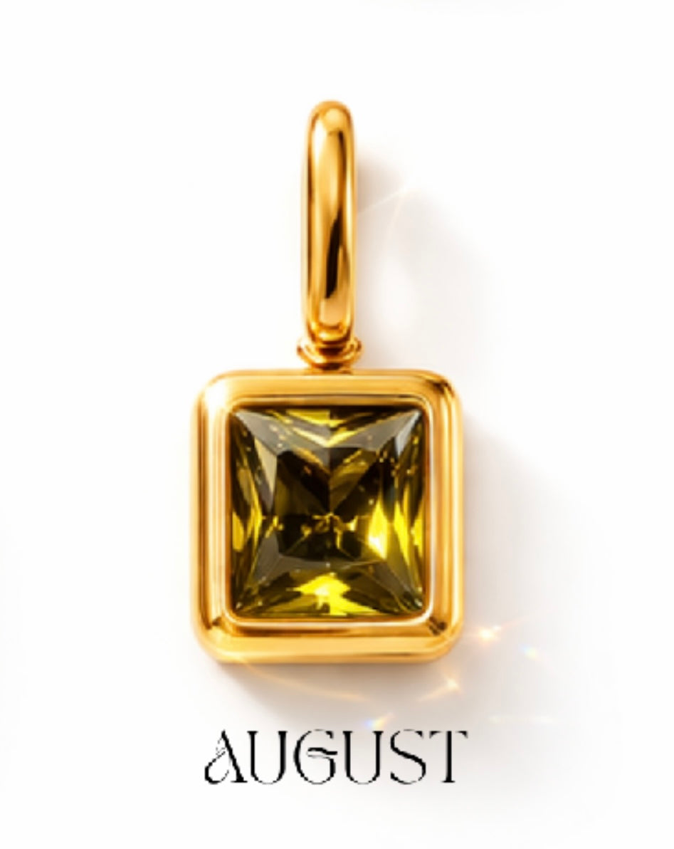 Geburtsstein Anhänger Gold – Quadratischer Monatsstein mit Zirkonia | 18K vergoldet
