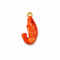 Garnelen-Charm orangerot – Mediterraner Anhänger mit Perlmutt-Emaille | 18K vergoldet