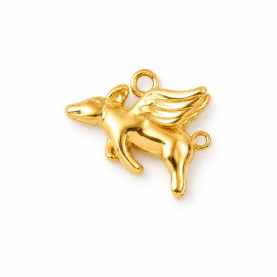 Glücksschweinchen Anhänger Gold – 3D Glücksbringer Charm | 18K vergoldet
