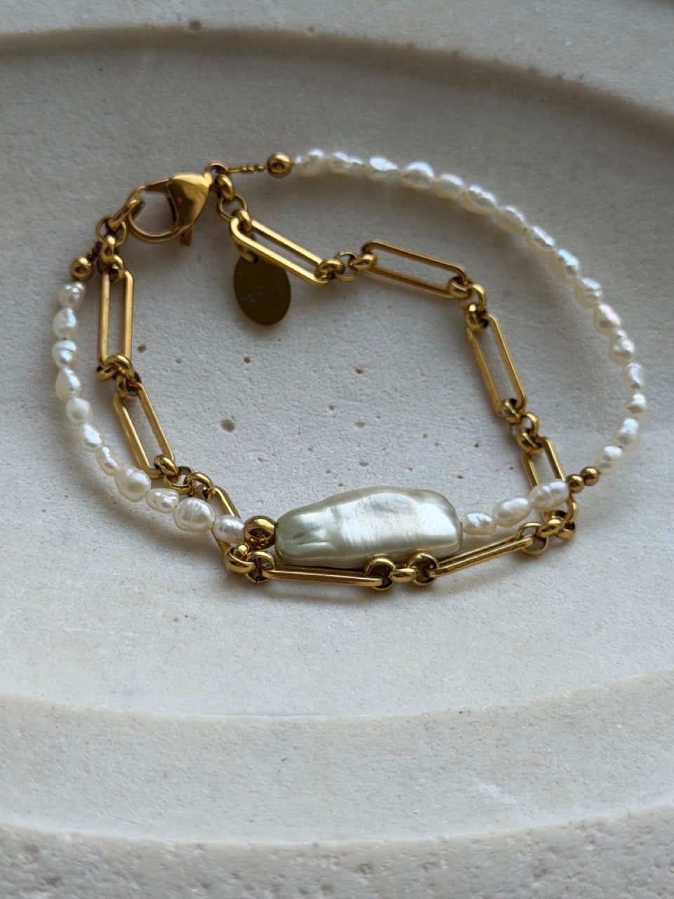 Golden Salvia Perlenarmband, 18K vergoldet – Produktfoto 3