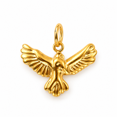 Adler-Charm Anhänger Gold – Adler mit Federdetail | 18K vergoldet