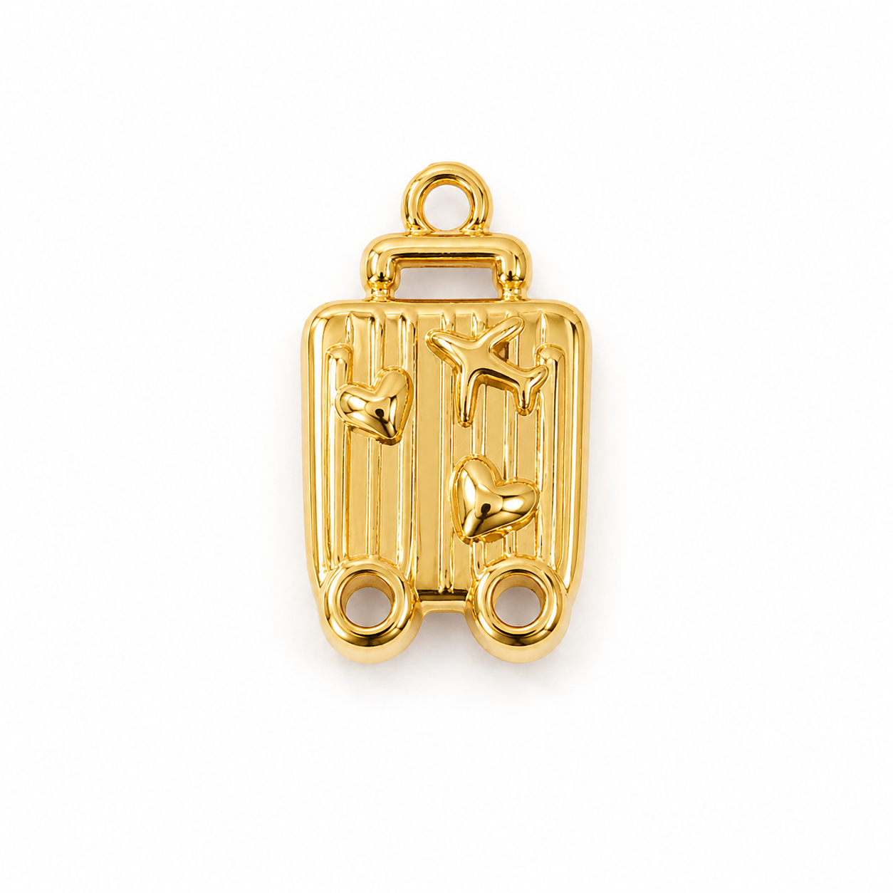 Goldener Reisekoffer Anhänger, 18K Echtgold plattiert