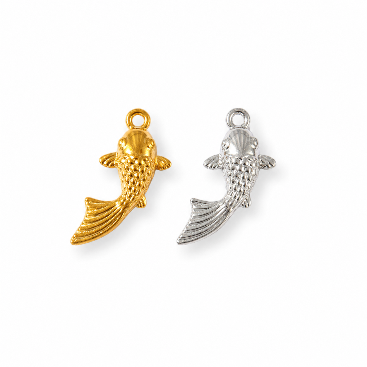 Goldfisch Anhänger 3D in Gold und Silber, 18K vergoldeter Edelstahl, von BARLA