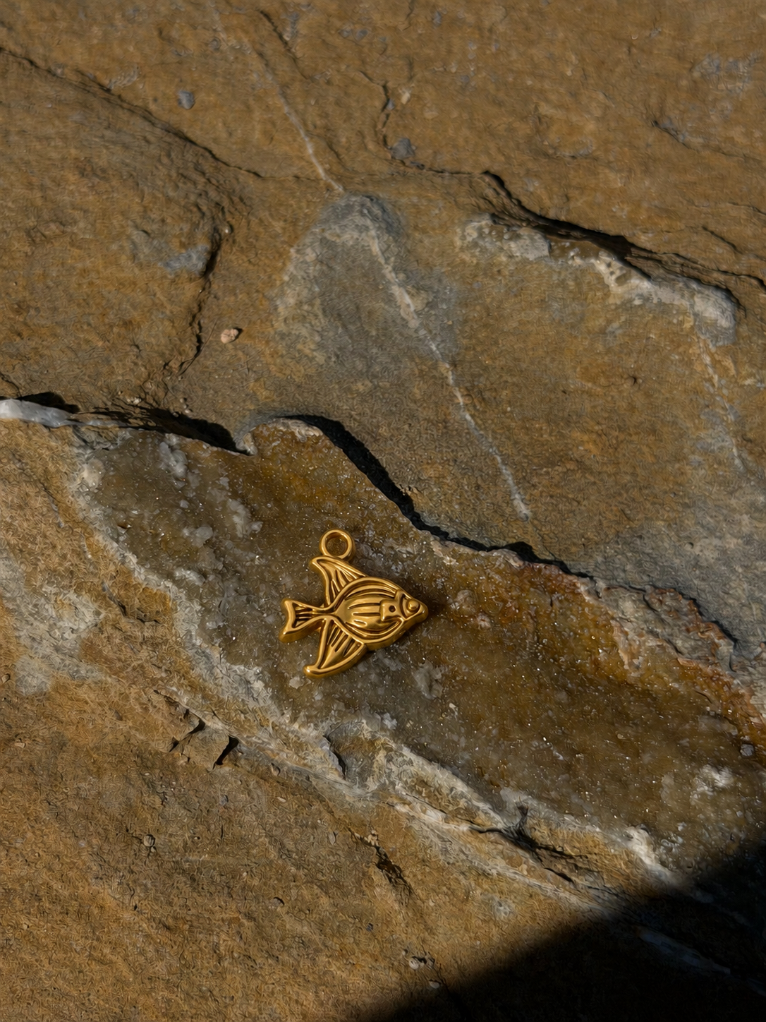 Goldfisch Charm, Detailansicht der plattierten Oberfläche