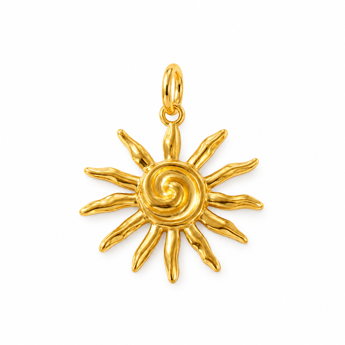 Sonnen-Charm Anhänger Gold – Große Sonnen-Spirale | 18K vergoldet
