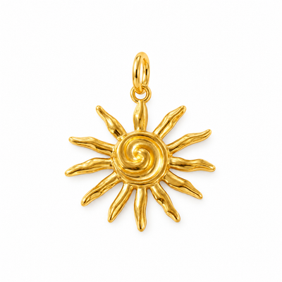 Sonnen-Charm Anhänger Gold – Große Sonnen-Spirale | 18K vergoldet