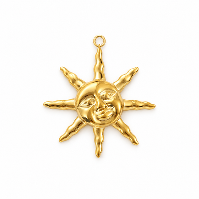 Sonnenmedaillon Anhänger Gold – Große Sonne im XL-Format | 18K vergoldet