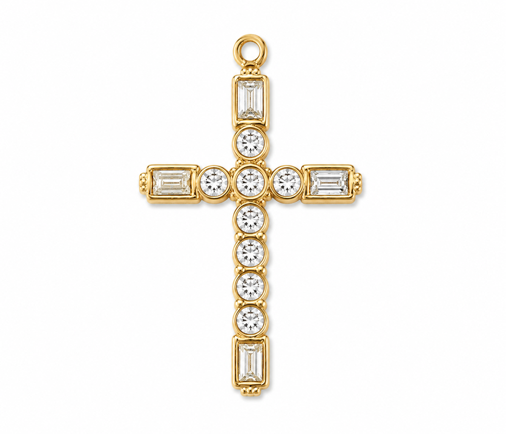 Großer Kreuz-Anhänger mit Zirkonia | Edelstahl 18K vergoldet (Kopie)