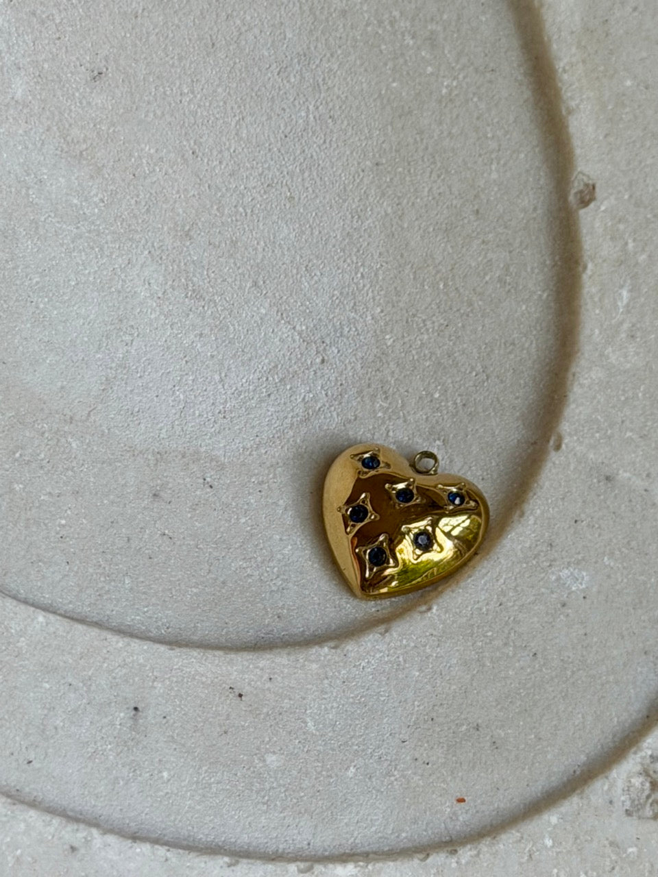 Herz-Charm dick mit Zirkonia – In Schwarz & Rosé | Edelstahl 18K vergoldet