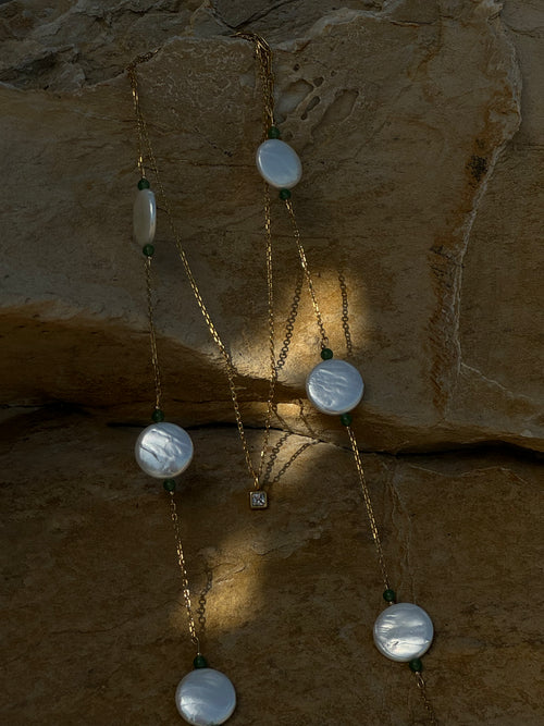 Calor Esencial | Layering Kette mit Monatsstein & Muschelperlen