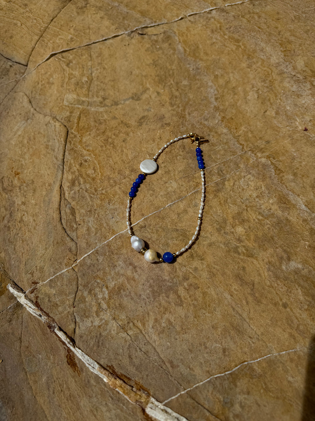 Sombra del Mar Kette | Flameball Perlen & blauer Naturstein