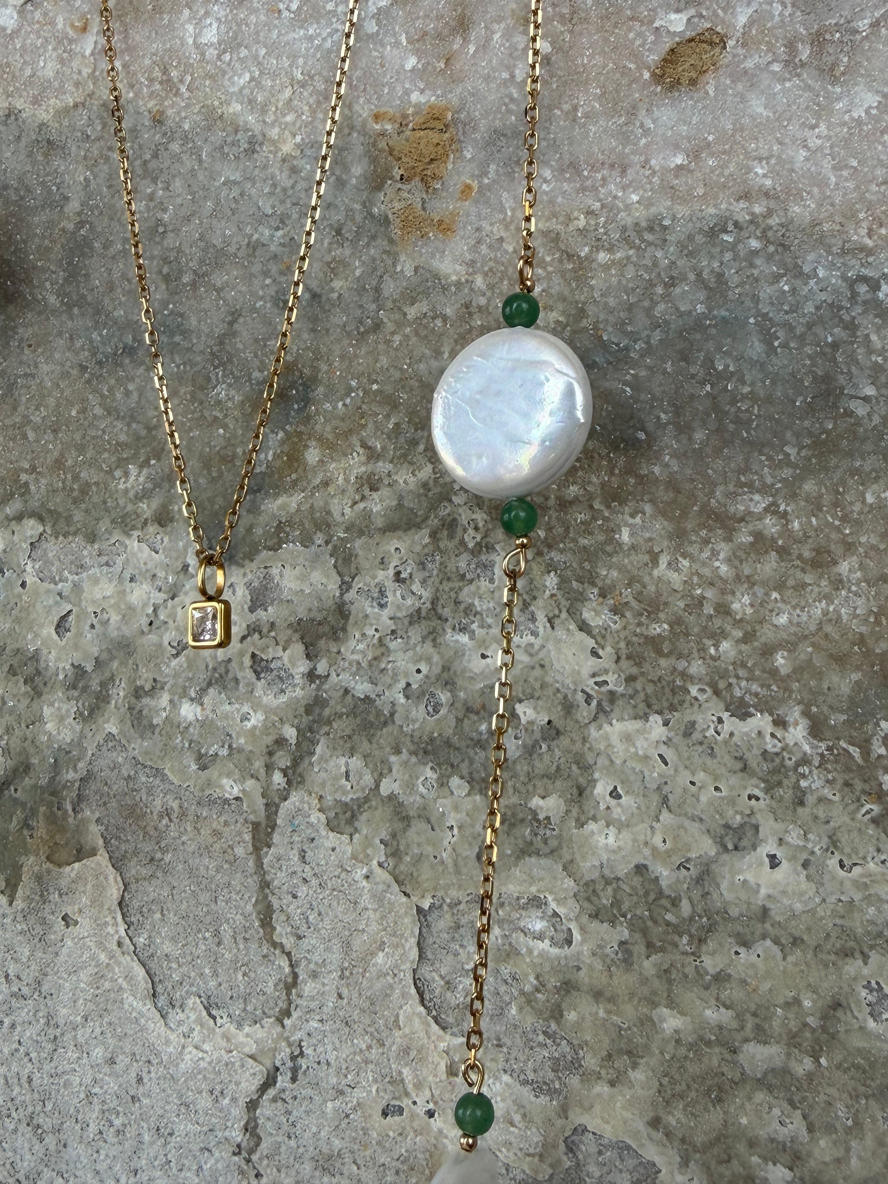 Calor Esencial | Layering Kette mit Monatsstein & Muschelperlen
